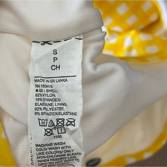 High Waist Gingham Yellow Swim Bottom - Picture 6 of 7